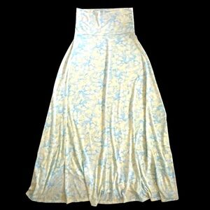 LULAROE•AQUA BLUE FLARED FLORAL MAXI SKIRT•XS•